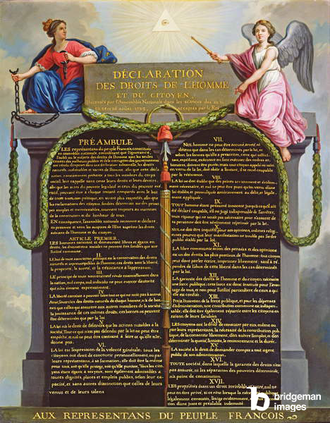 Déclaration des droits de l'homme et du citoyen, 1789 (huile sur toile) (XVIIIe siècle) / Musée de la Ville de Paris, Musée Carnavalet, Paris, France / Bridgeman Images