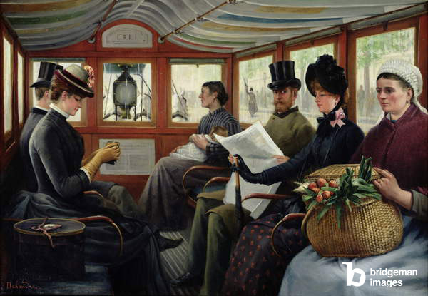 Dans l'omnibus, 1880 (huile sur toile), Maurice Delondre, (19e siècle) / Musée de la Ville de Paris, Musée Carnavalet, Paris, France / Bridgeman Images