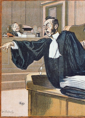 L’avocat s’adressant aux jurés, 1900, gravure, Louis Malteste