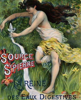 Affiche publicitaire « Source St. Pierre, eau de Vals », lithographie, L. Courchez