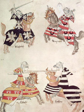 Epées, extrait du livre de Sir Thomas Holmes, 1445, vélin, Ecole anglaise, XVeme siècle,  British Library, Londres