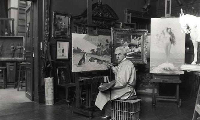 Portrait de Jean Léon Gérôme dans son atelier, Dornac