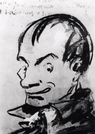 Caricature de Charles Baudelaire, crayon sur papier,  Nadar