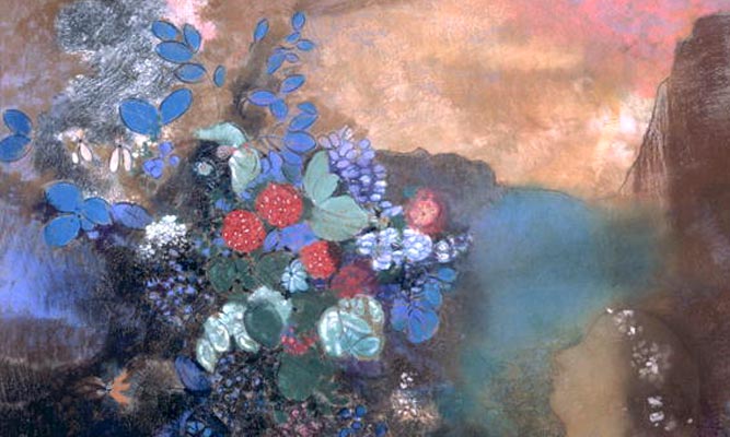 « Ophélie au milieu des fleurs », pastel, Odilon Redon.