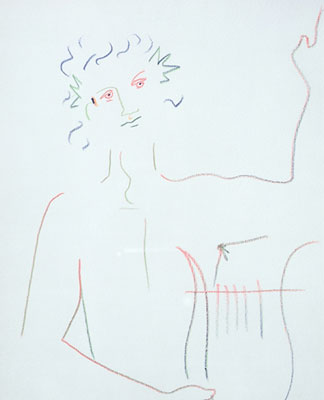 Orphée et sa Lyre, crayon sur papier, Jean Cocteau