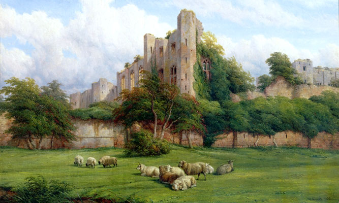 « Lord Leycester Tower, Kenilworth Castle ». Huile sur toile de Thomas Baker, 1862.