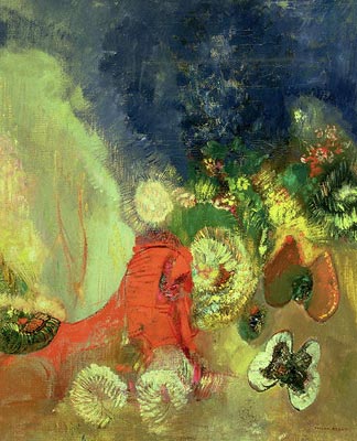 « Le sphinx rouge », pastel, Odilon Redon.