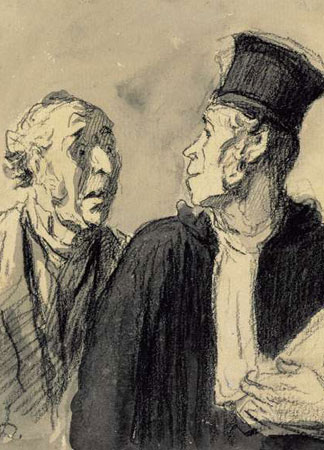 L’avocat et son client, crayon sur papier, Honore Daumier