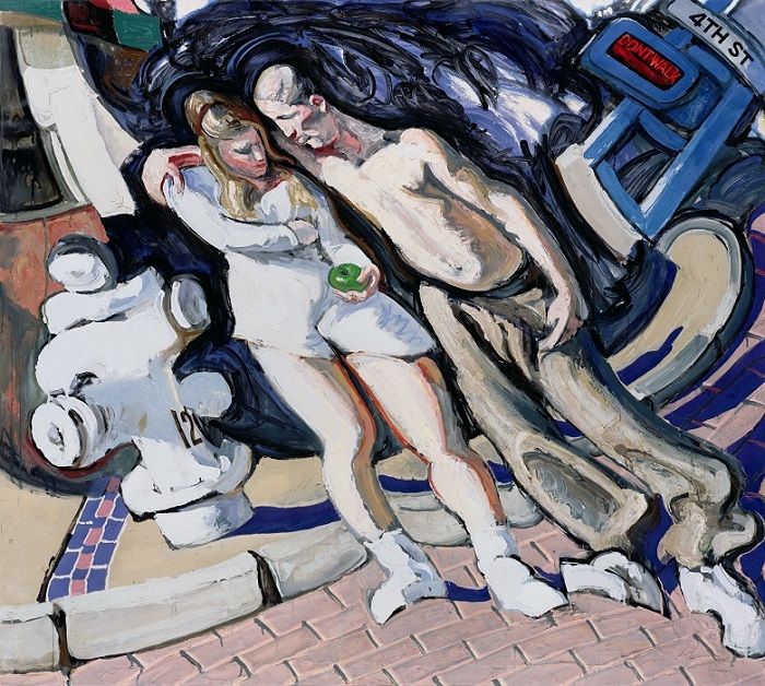 Adam and Eve, South of Market, 1994 (mixed media on linen), Alek Rapoport (Contemporary Artist) / Private Collection