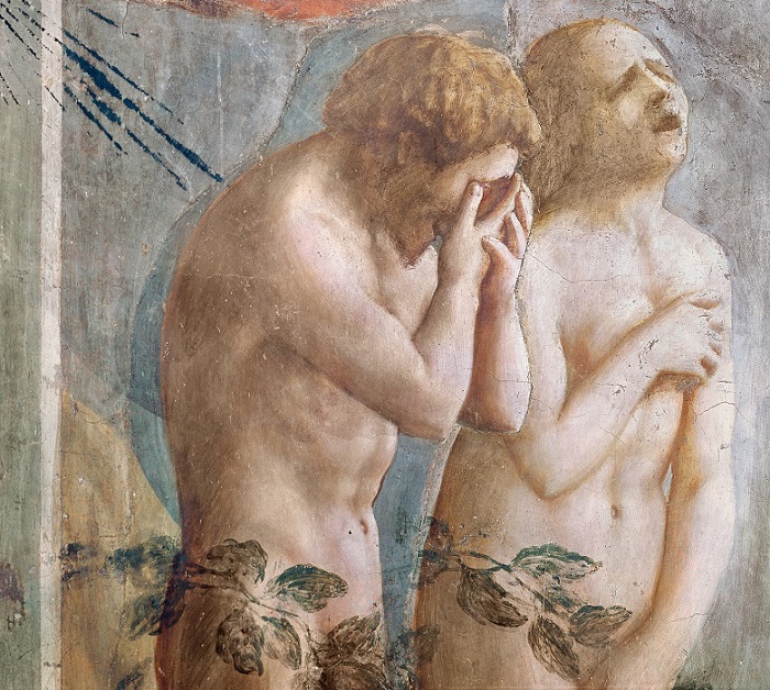 Adam and Eve banished from Paradise, c.1427 (fresco) Tommaso Masaccio (1401-28) / Brancacci Chapel, Florence, Italy