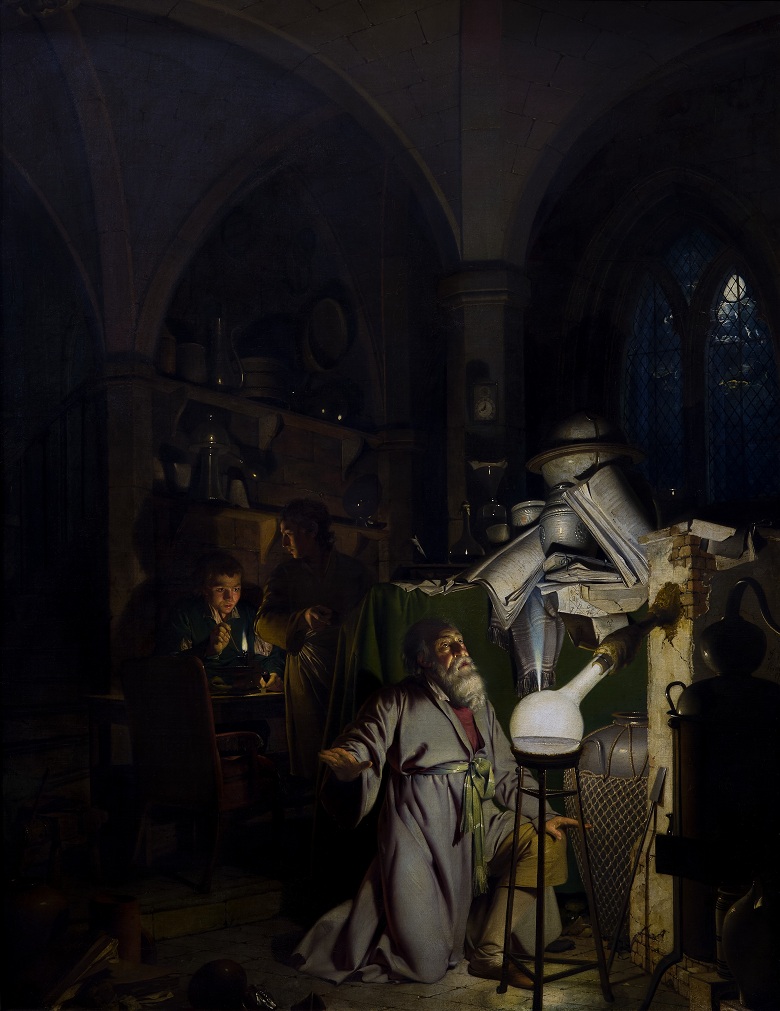 The Alchymist, 1771 (oil on canvas) by Joseph Wright of Derby (1734-97) / Derby Museum and Art Gallery, UK