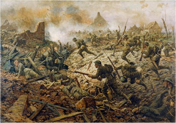 The Territorials at Pozieres on 23rd July 1916, 1917, William Barnes Wollen / National Army Museum, London / Bridgeman Images