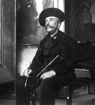 Le Douanier Rousseau (1844-1910) dans son atelier, rue Perrel, Paris, 1907