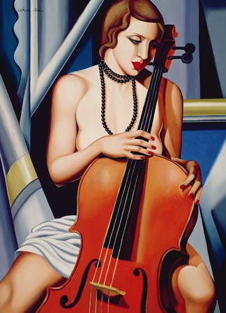 Woman with cello - Collection particulière