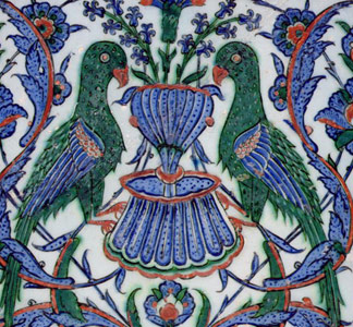 Carreau de céramique à décor de perroquets - Ecole d'Iznik - 17ème siècle - Fitzwilliam Museum, university of Cambridge, UK