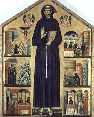 Saint François d'Assise entouré de scènes de sa vie - Bonaventura Berlinghieri (actif 1228-74) - 1235 - San Francesco, Pescia
