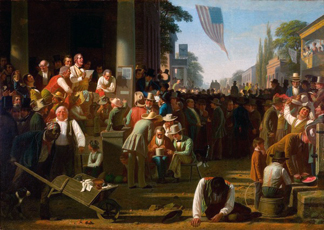 Verdict of the People, 1855-55 (oil on canvas) by George Caleb Bingham / Saint Louis Art Museum