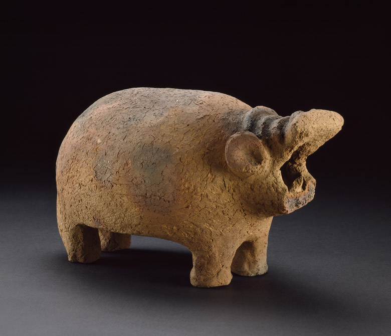 Hippopotamus figurine, from Grave 134 at Hu, c.3500-3000 BC (coarse red ware pottery), Egyptian, Predynastic Period 