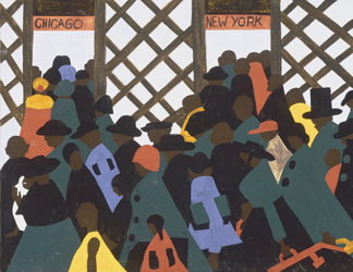 (detail) The Migration Series, Panel No. 1 (detail), 1940-41 by Jacob Lawrence (1917-2000) The Phillips Collection, Washington, D.C.