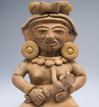 Female figure nursing an infant, Central Highlands, Mexico, c. 350-550 (ceramic & pigment), Teotihuacan