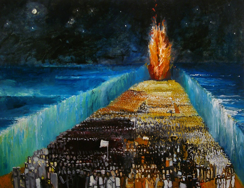 Exodus, 1999 (oil on canvas), Richard Mcbee (b.1947) (Contemporary Artist) / Private Collection