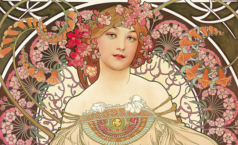 Reverie, 1897 (colour litho), Alphonse Marie Mucha (1860-1939) / Mucha Trust / Bridgeman Images