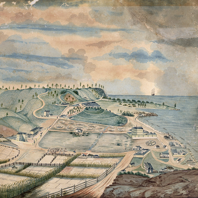 NLA70379 Settlement at Norfolk Island, c. 1835 (w/c) by Thomas Seller (19th century) National Library of Australia, Canberra